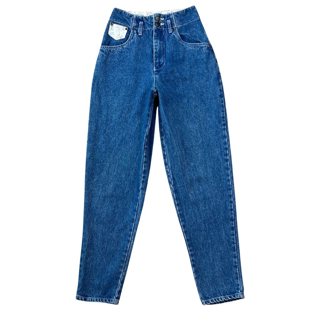 Vintage Best American Clothing Co. Denim Floral Pocket High Waisted Jeans (2)